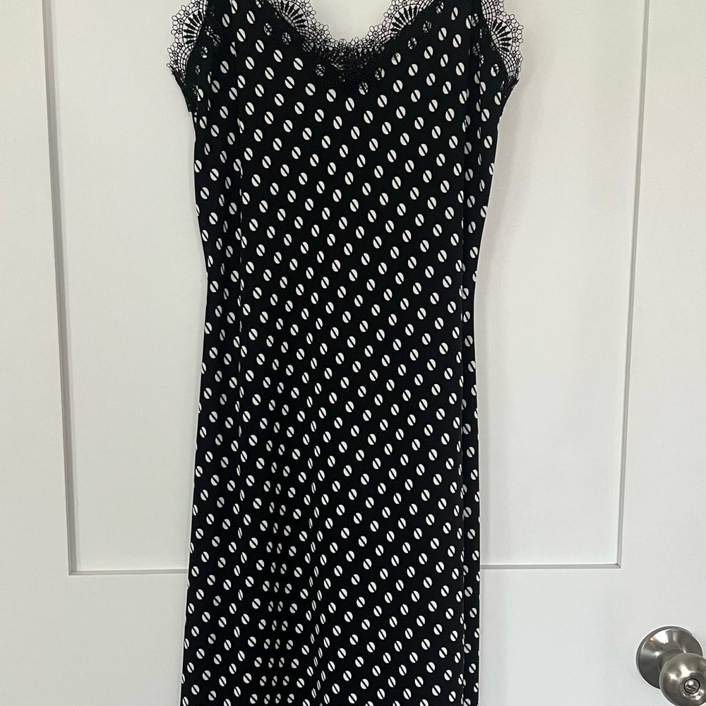 Michael Kors Black Lace-Trim Polka Dot Slip